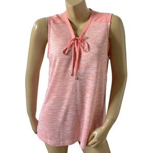 JONES NEW YORK Womens Size Large Sleeveless Pink Lace Up Front Shirt